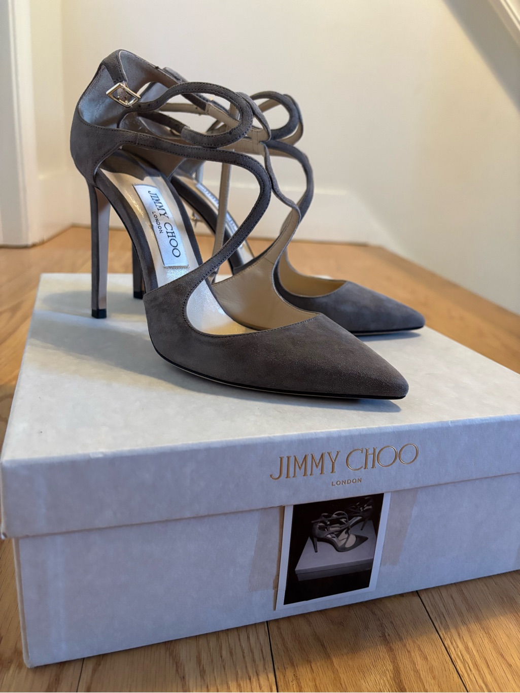 Jimmy Choo Lancer 100 In Grey, Size 8.5 (39eu)